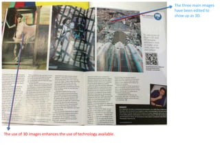 The three main images
have been edited to
show up as 3D.
The use of 3D images enhances the use of technology available.
 