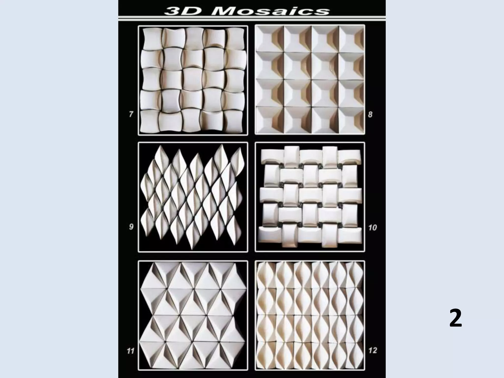 White 3D Mosaics | PPTX | Arts and Crafts | Hobbies & Interests