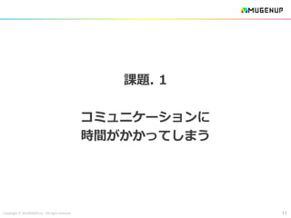 Copyright © MUGENUP Inc. All right reserved 11
課題. 1
コミュニケーションに
時間がかかってしまう
 