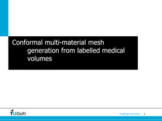 1Challenge the future
Conformal multi-material mesh
generation from labelled medical
volumes
 