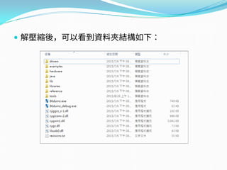  解壓縮後，可以看到資料夾結構如下：
 