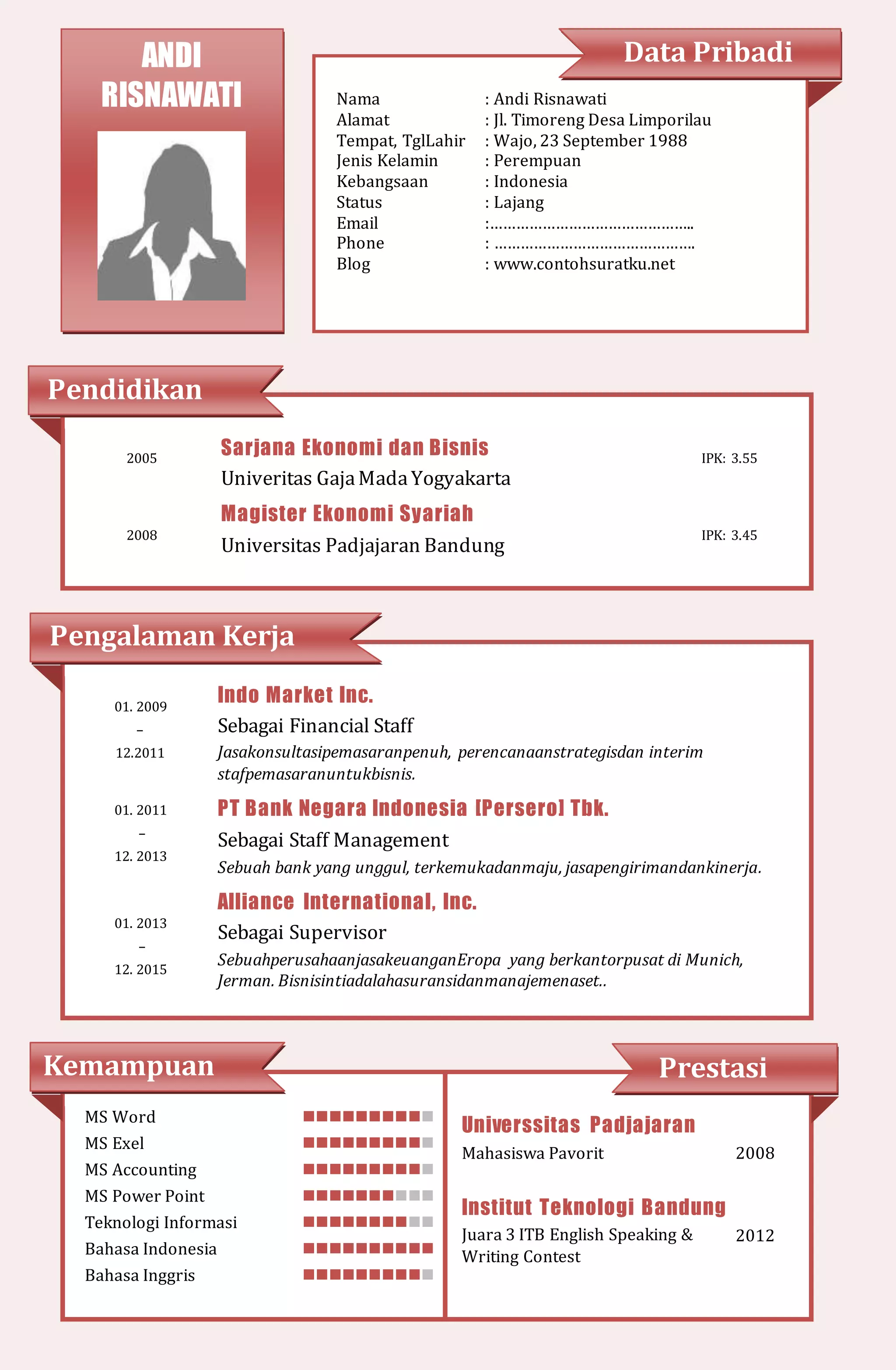 3 download contoh cv atau daftar riwayat hidup terbaik file word | PDF