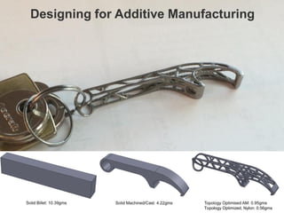 Designing for Additive Manufacturing
Topology Optimized, Nylon: 0.56gms
 