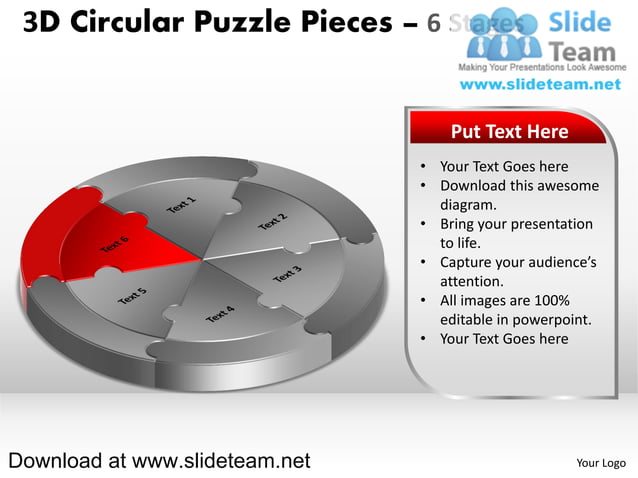 3 d pie chart circular puzzle with hole in center pieces 6 stages style ...
