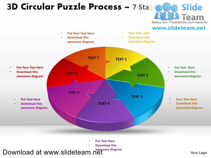 3D Circular Puzzle Process – 7 Stages                               •   Put Your Text Here                 •     Your Text...