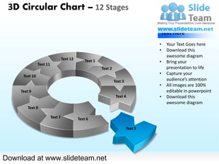 3 d pie chart circular with hole in center 12 stages powerpoint ...