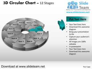 3 d pie chart circular with hole in center 12 stages style 2 powerpoint ...