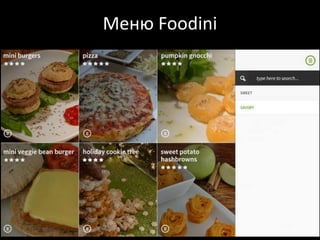 Меню Foodini
 
