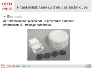 ●

Exemple

3) Fabrication des pièces par un prestataire extérieur
(impression 3D, fraisage numérique...)

 
