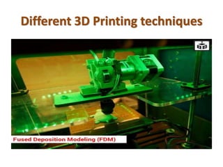 Different 3D Printing techniques
 