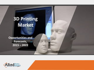 3D Printing
Market
Opportunities and
Forecasts,
2015 – 2022
 