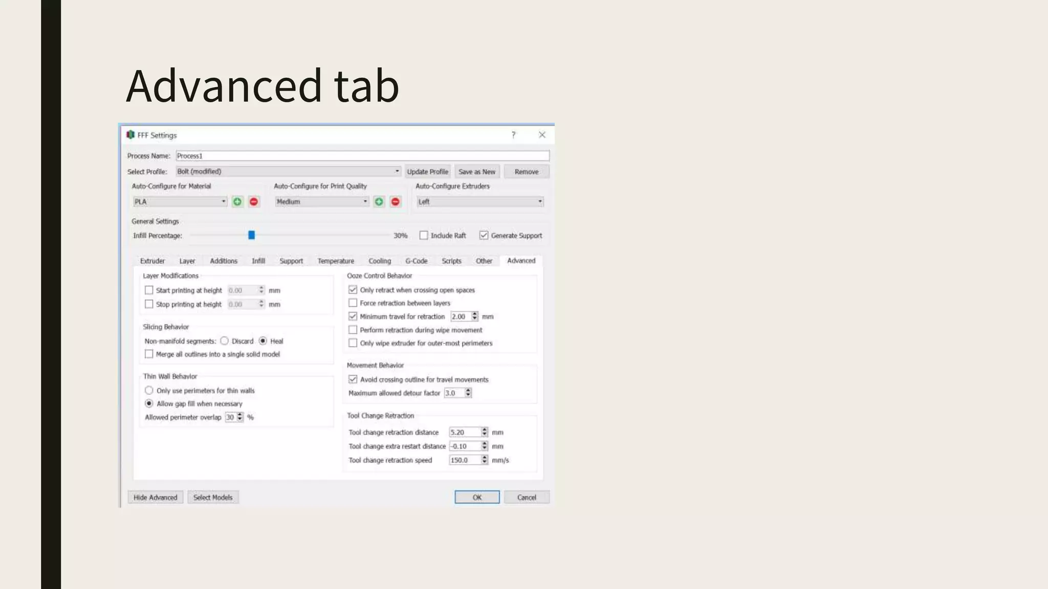 Advanced tab
 