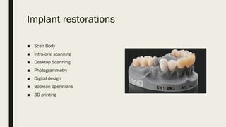 3 D Printing In Prosthodontics. Seminar of Dental 3D Printing | PPTX