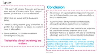 3 d printing and its applications | PPTX