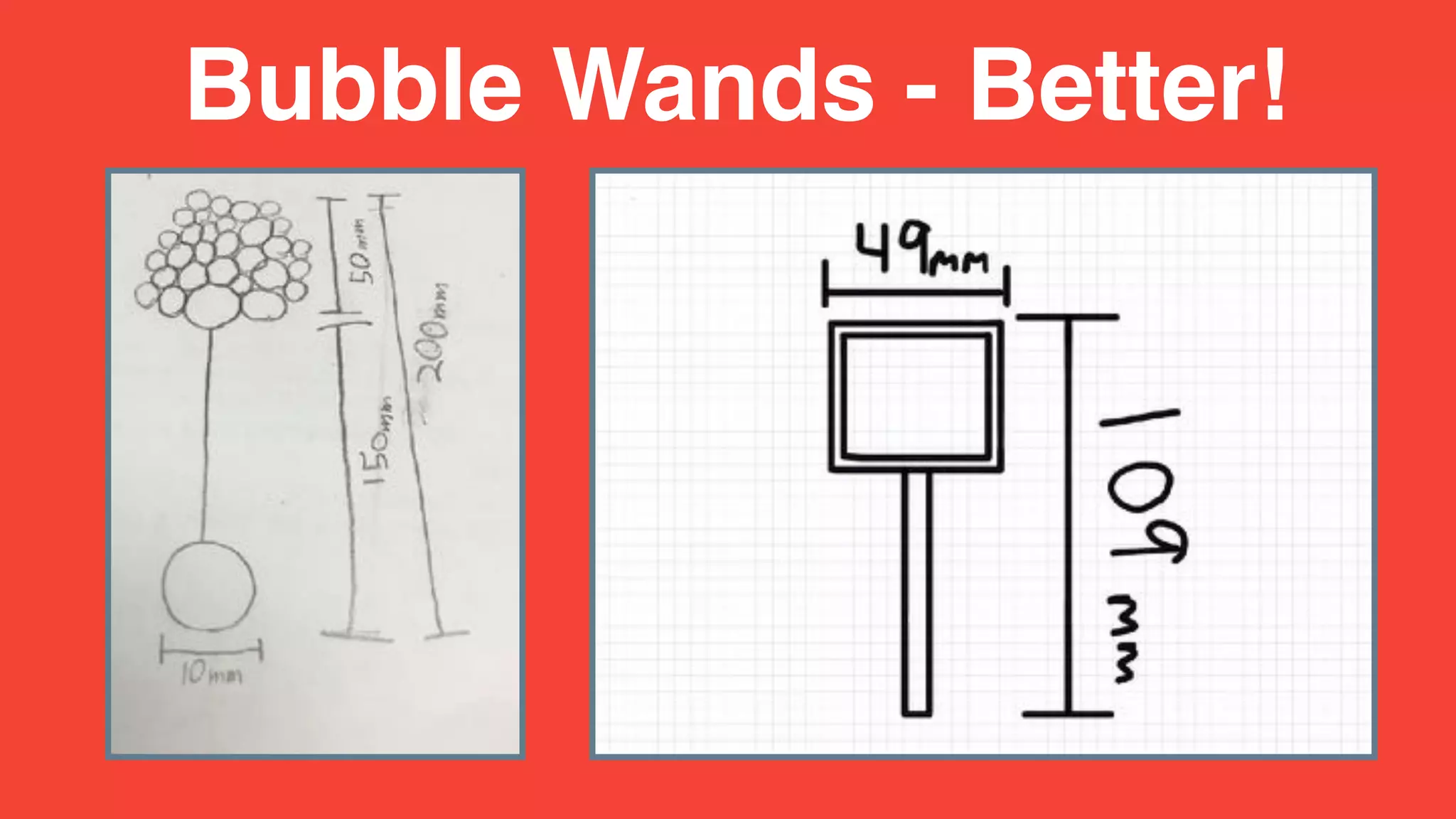 • Tutorials for: Base,
Decoration, Text,
Loop
• Options: could
combine in different
ways
• Self directed
Bubble Wands - Better!
 