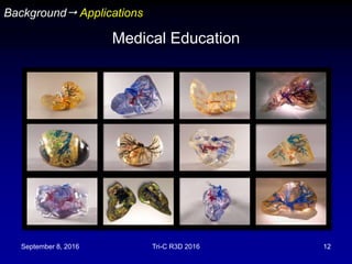 September 8, 2016 Tri-C R3D 2016 12
Background Applications
Medical Education
 