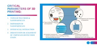 4
1. TYPES OF POLYMERS &
NANOPARTICLES
2. DISPERSION OF
NANOPARTICLES
3. INTERFACIAL INTERACTION
4. ORIENTATION OR ALIGNMENT
OF PARTICLES OR POLYMER
CHAIN
 