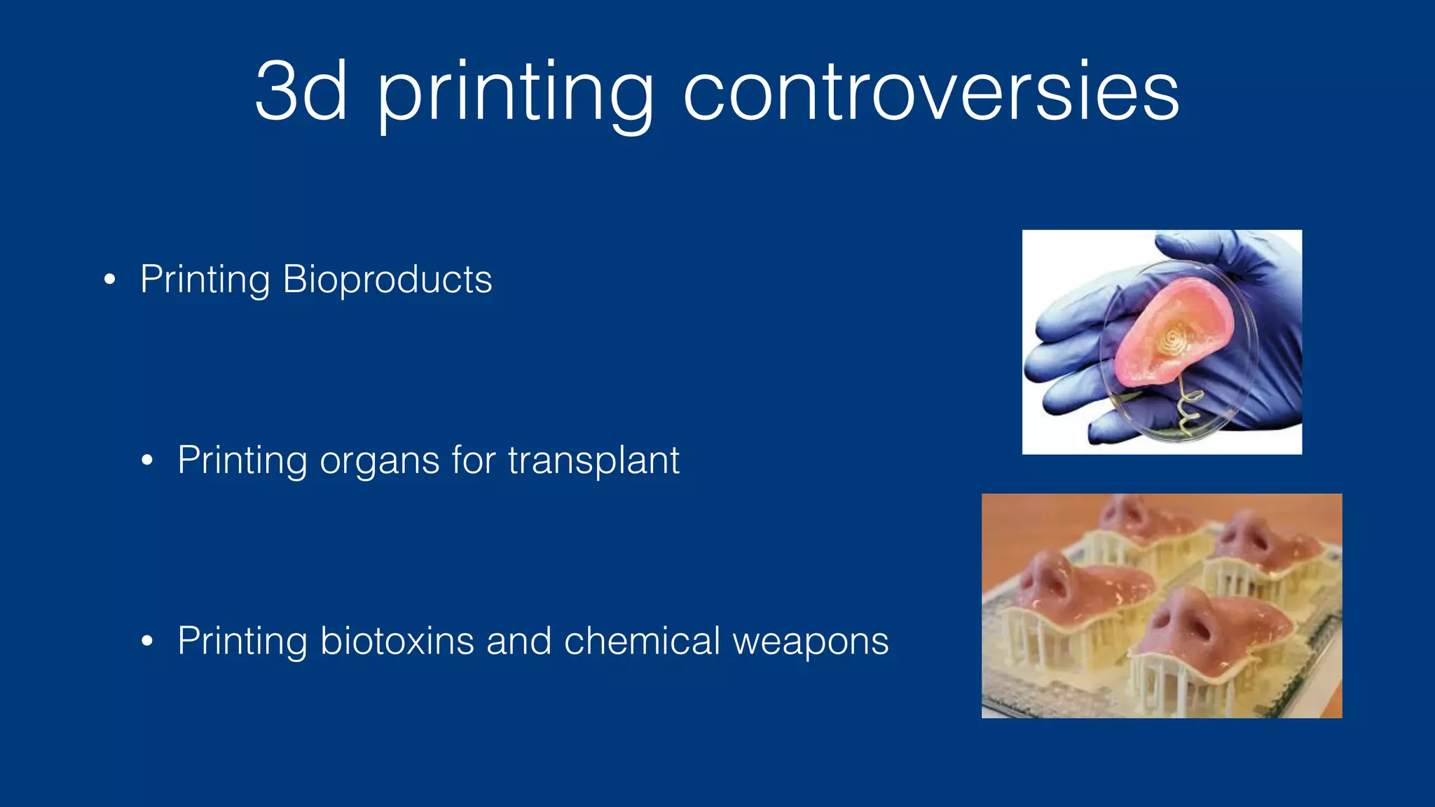 3d printing and social change
• traditional NRE means it’s only feasible to make a thing if you can
sell tens of thousands of them, or if you can charge a lot for them
• commodity versus luxury; walmart versus bespoke
• 3d printing means things can exist that are both inexpensive and
non-commodity
• 3d printing has limits, so how does this extend to other things?
 