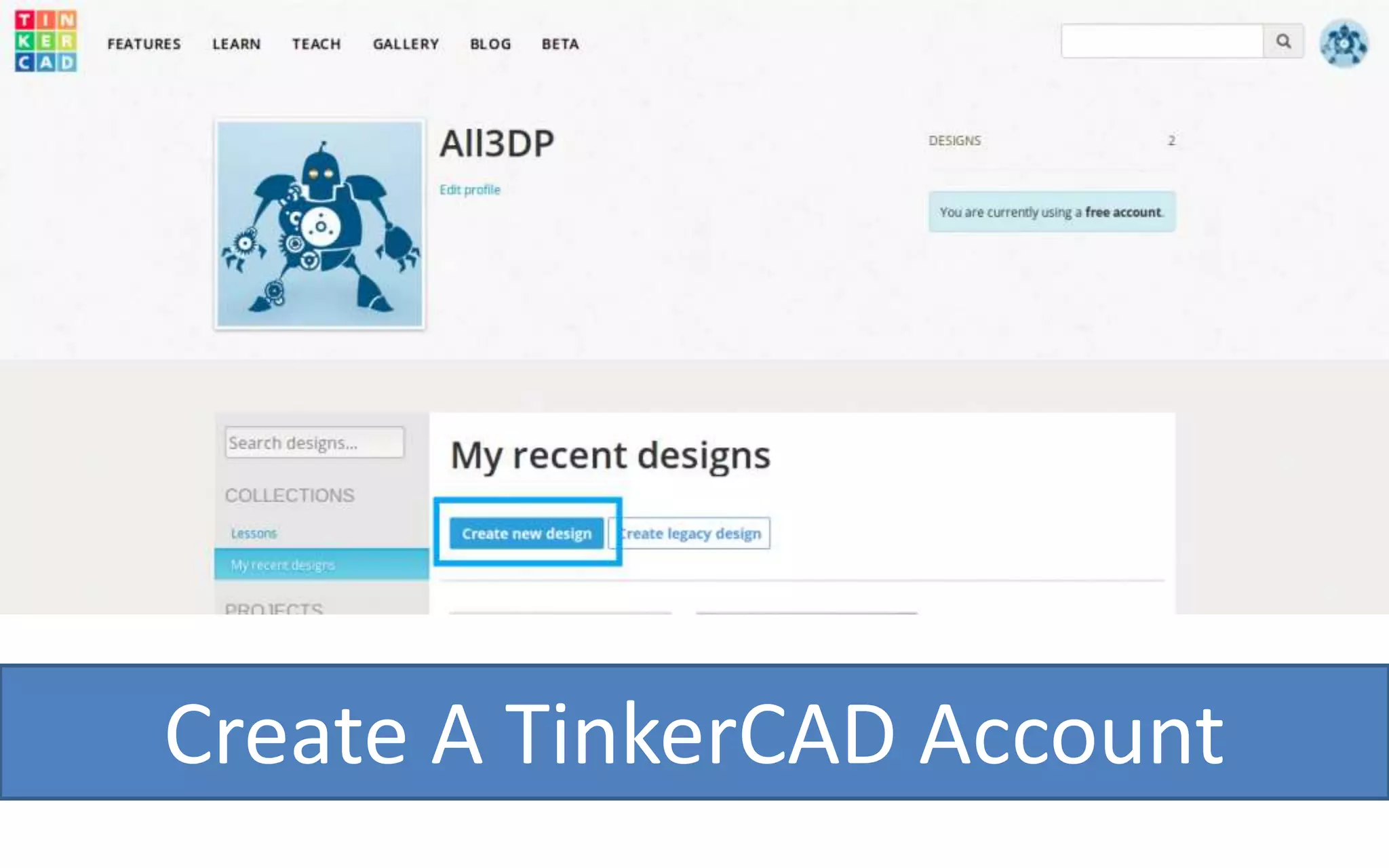 Create A TinkerCAD Account
 