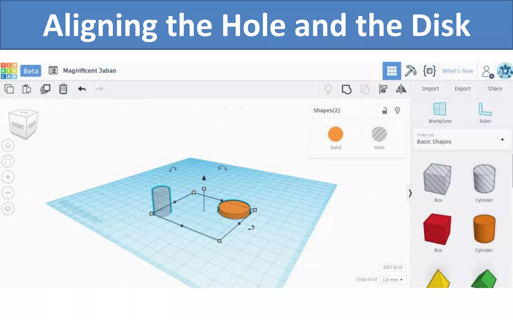Aligning the Hole and the Disk
 