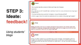 STEP 1:
EmpathySTEP 3:
Ideate:
feedback!
Using students’
blogs
 
