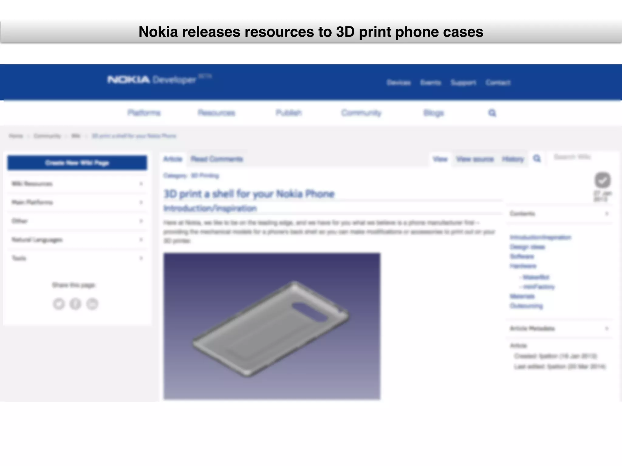 Nokia releases resources to 3D print phone cases