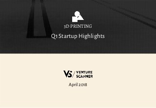 Q1 Startup Highlights
3D PRINTING
April 2018
 