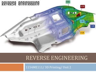 REVERSE ENGINEERING
1154ME111/ 3D Printing/ Unit 2
 
