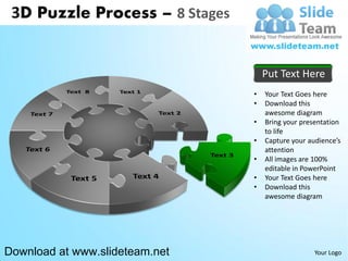 3 d puzzle pieces connected jigsaw 8 stages powerpoint presentation ...