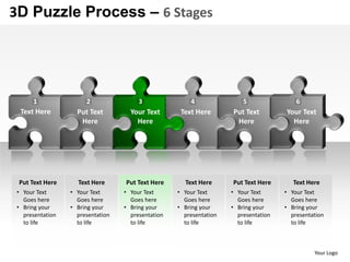 3d puzzle process 6 stages powerpoint presentation templates | PPTX