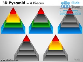 3d pyramid stacked shapes chart 4 pieces powerpoint ppt slides. | PDF