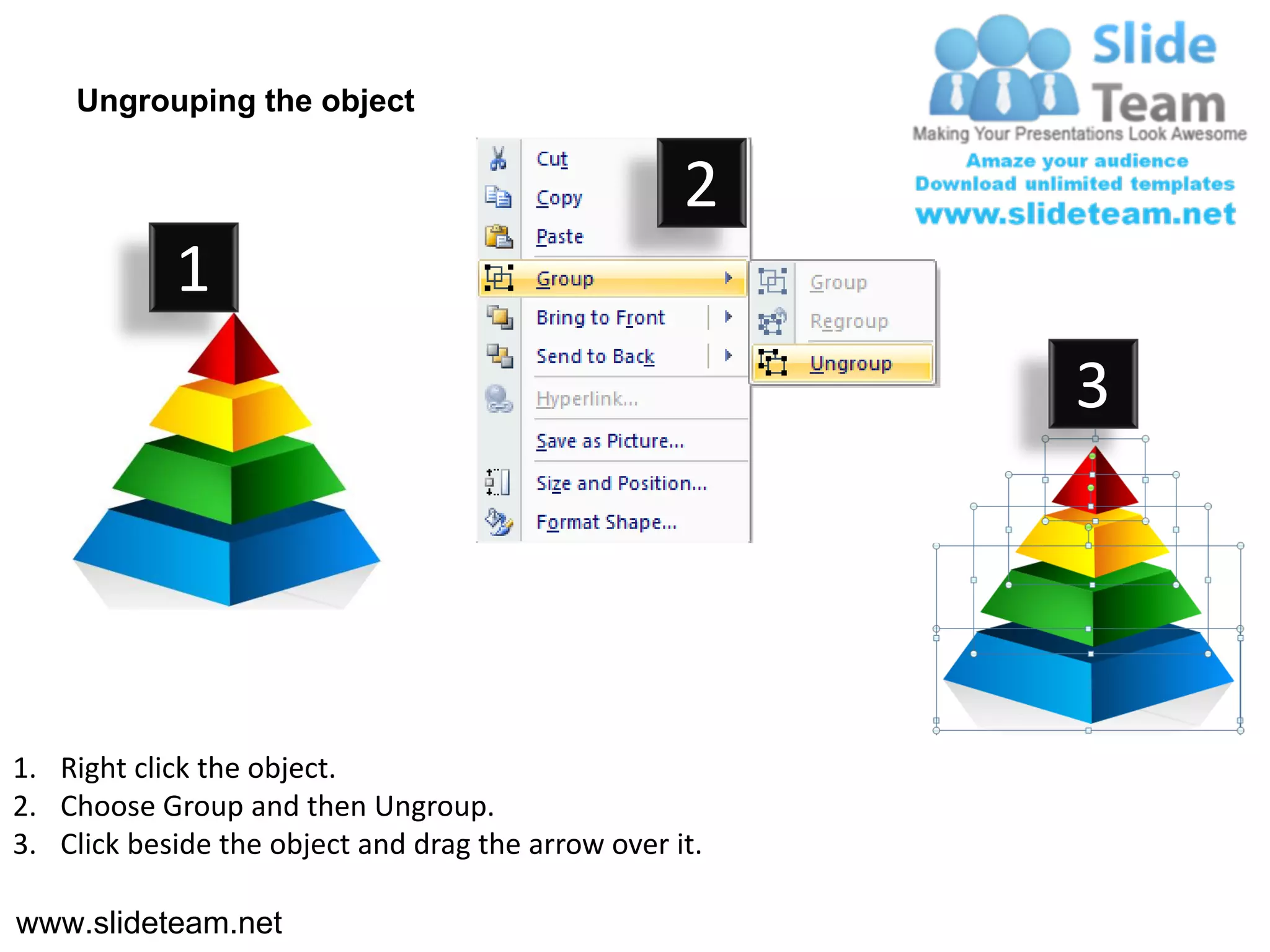 3d pyramid stacked shapes chart 4 pieces powerpoint presentation ...