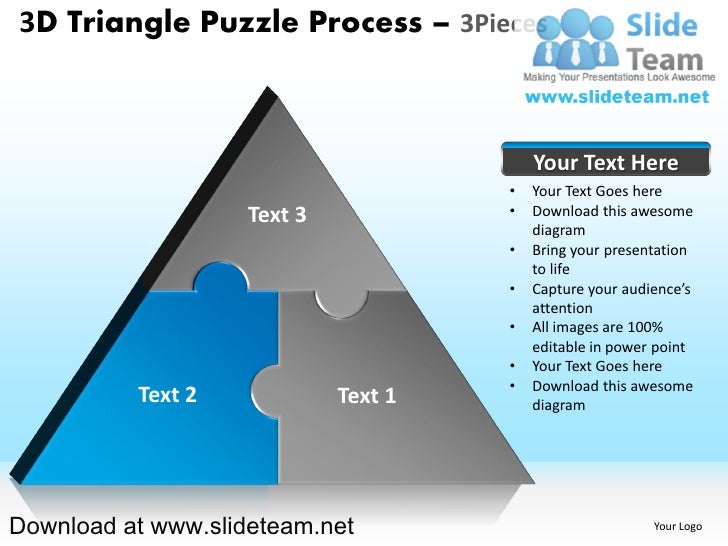 3 d pyramind triangle built out of puzzle pieces puzzle process 3 pie