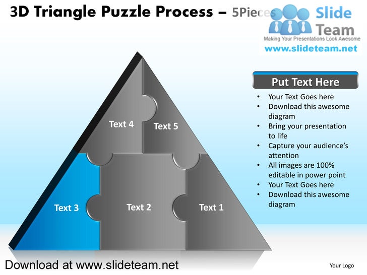 3 d pyramind triangle built out of puzzle pieces puzzle process 5 pie…