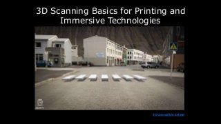 3D Scanning Basics for Printing and
Immersive Technologies
3D Crosswalk in Iceland
 