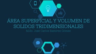 ÁREA SUPERFICIAL Y VOLUMEN DE
SOLIDOS TRIDIMENSIONALES
M.Sc. José Carlos Ramírez Gómez
 