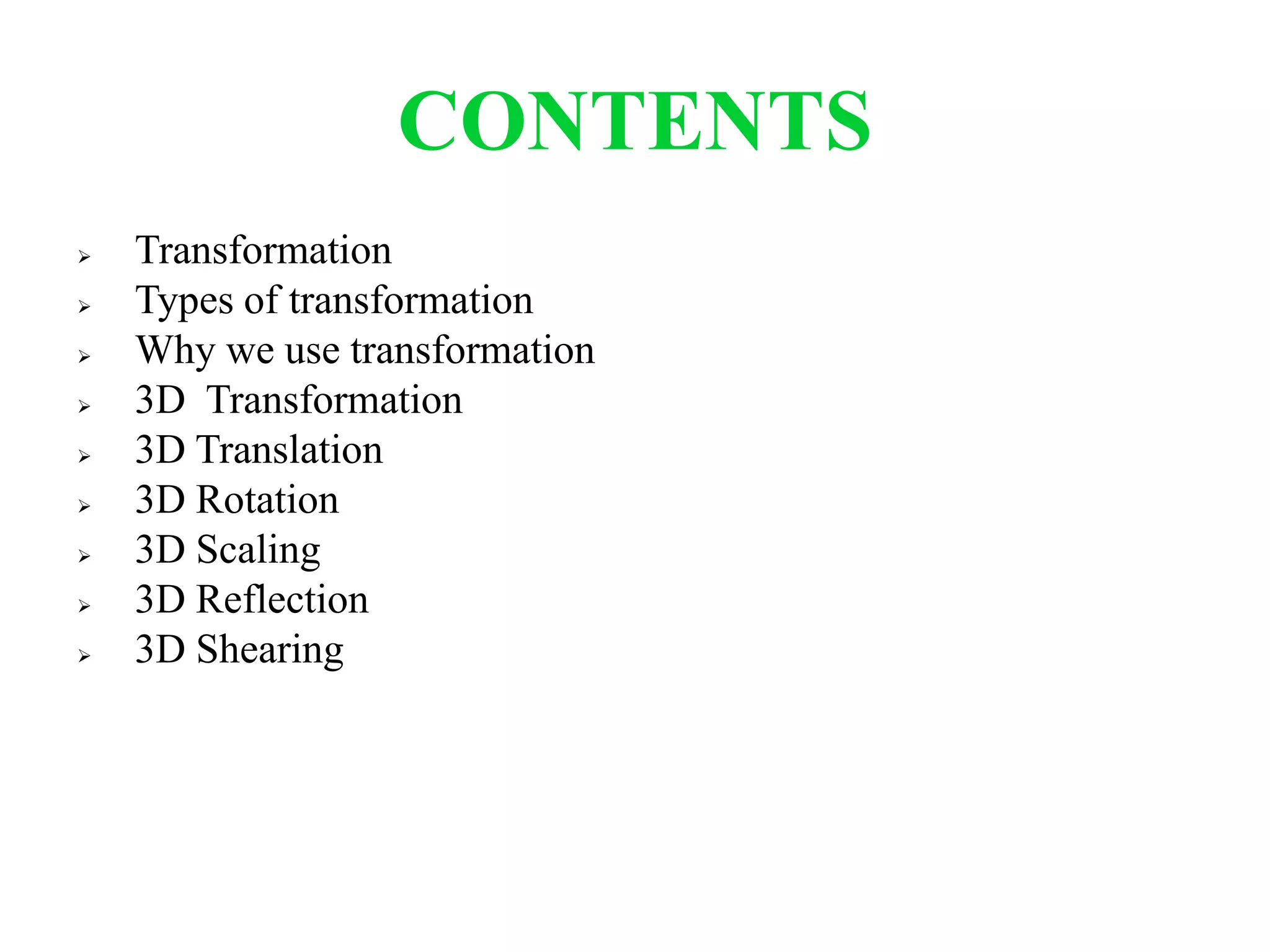 3d transformation computer graphics | PPTX
