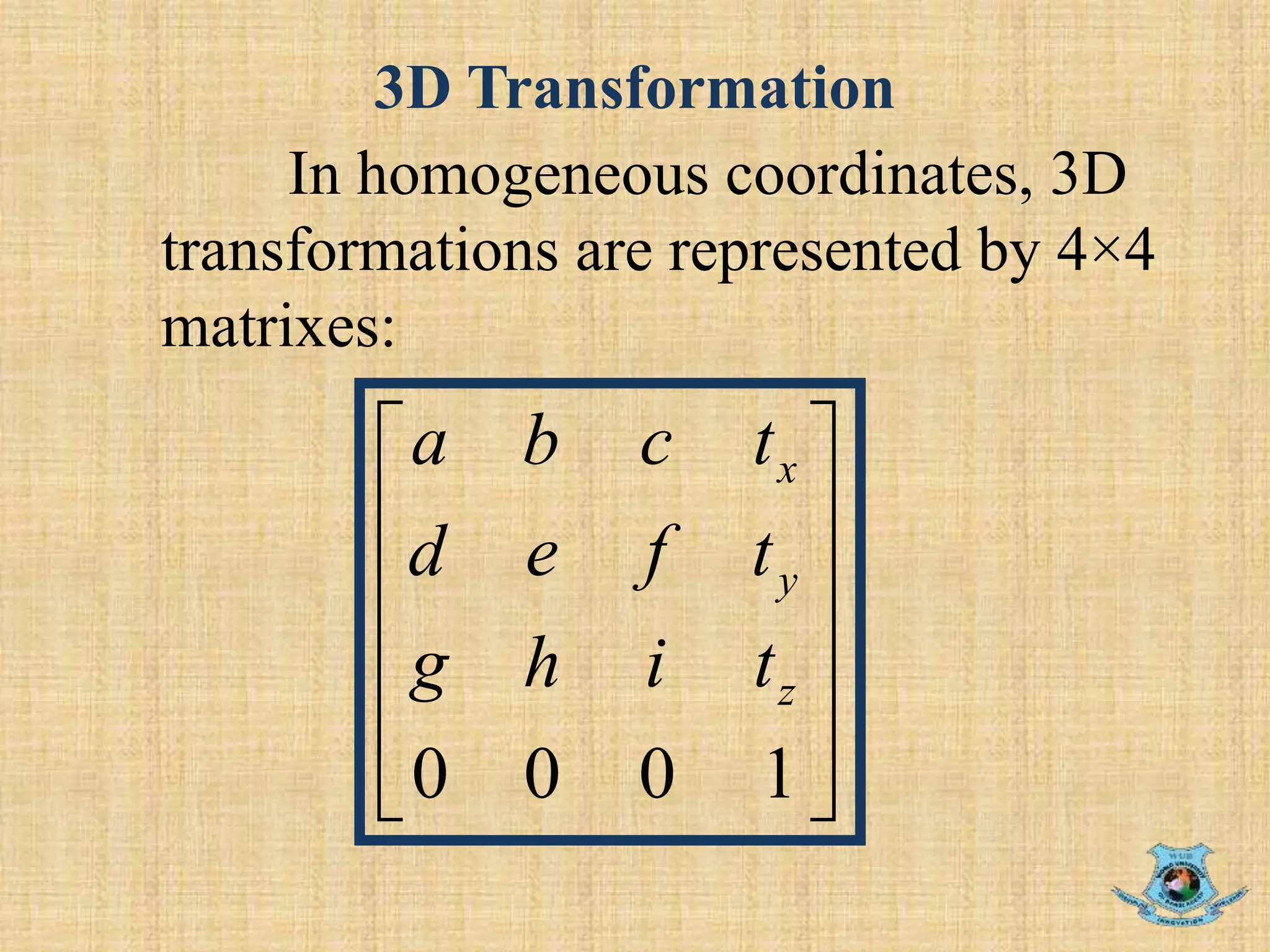 3D Transformation in Computer Graphics | PPTX