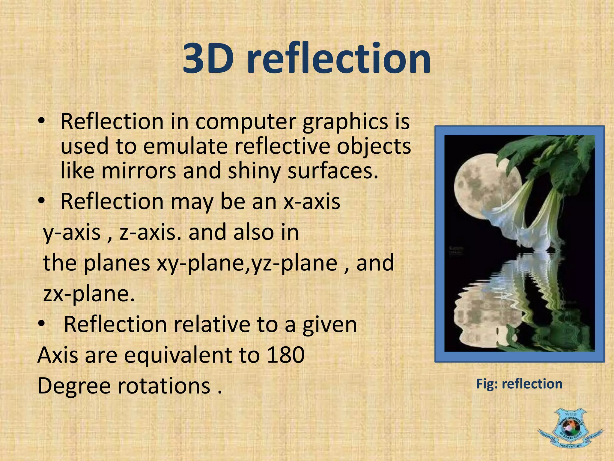 3D Transformation in Computer Graphics | PPTX | 3-D Graphics | Computer ...