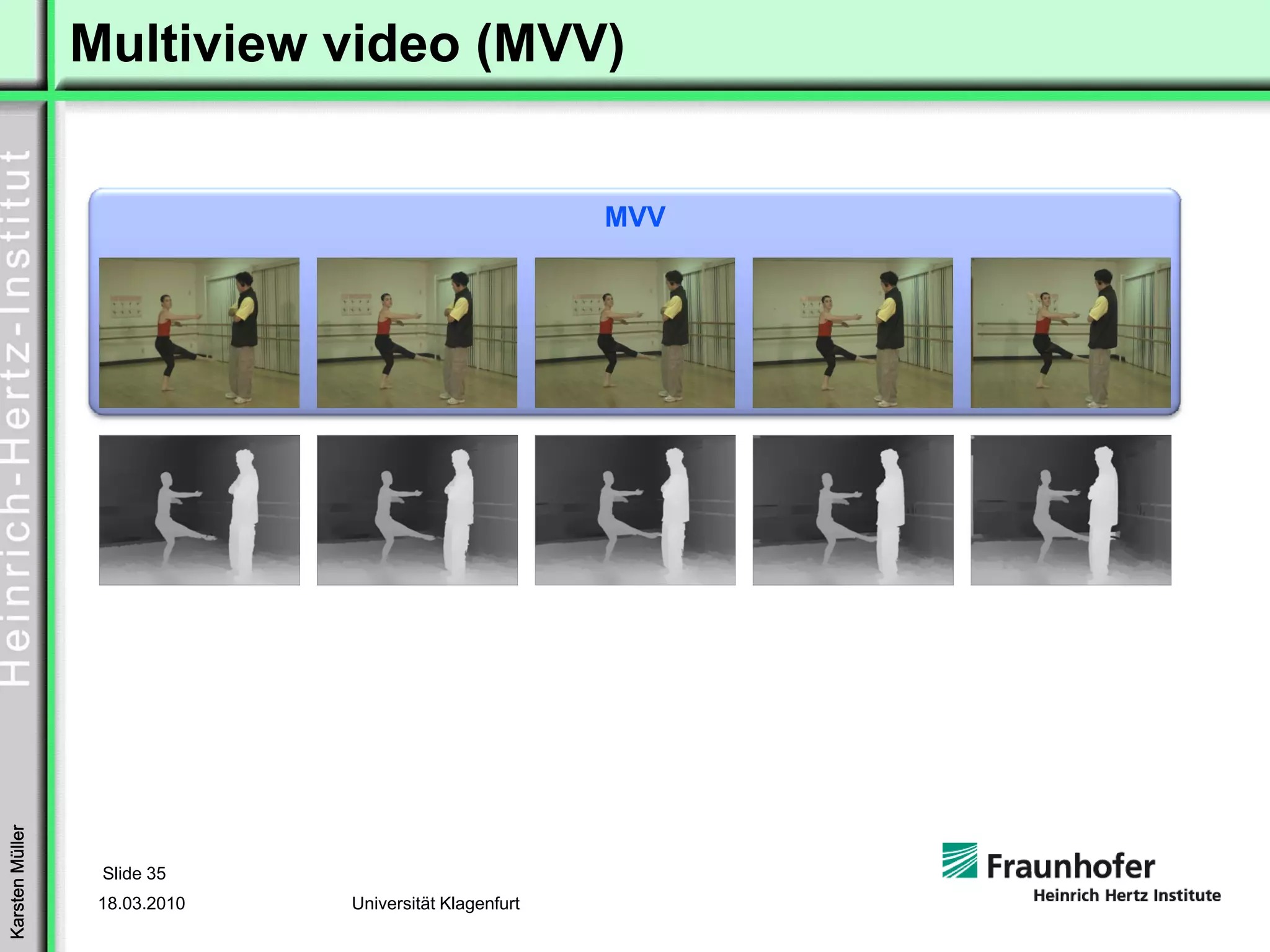 Multiview video (MVV)


                                                        MVV
Karsten Müller




                  Slide 35
                  18.03.2010   Universität Klagenfurt
 