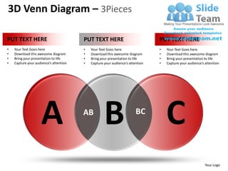 3d venn diagram 2 and 3 powerpoint presentation slides ppt templates | PPT