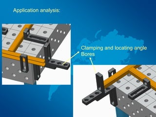 Application analysis:
Clamping and locating angle
Bores
 