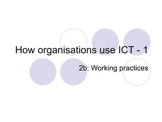 How organisations use ICT - 1 2b: Working practices 
