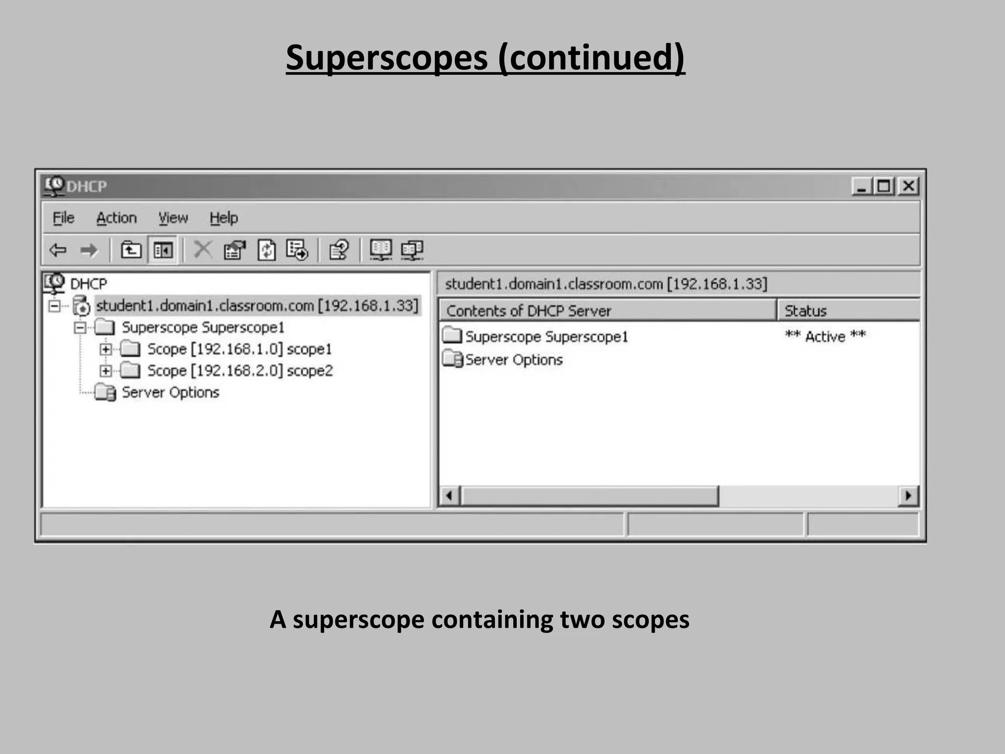 Superscopes (continued) A superscope containing two scopes 