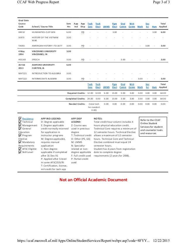 ccaf progress report