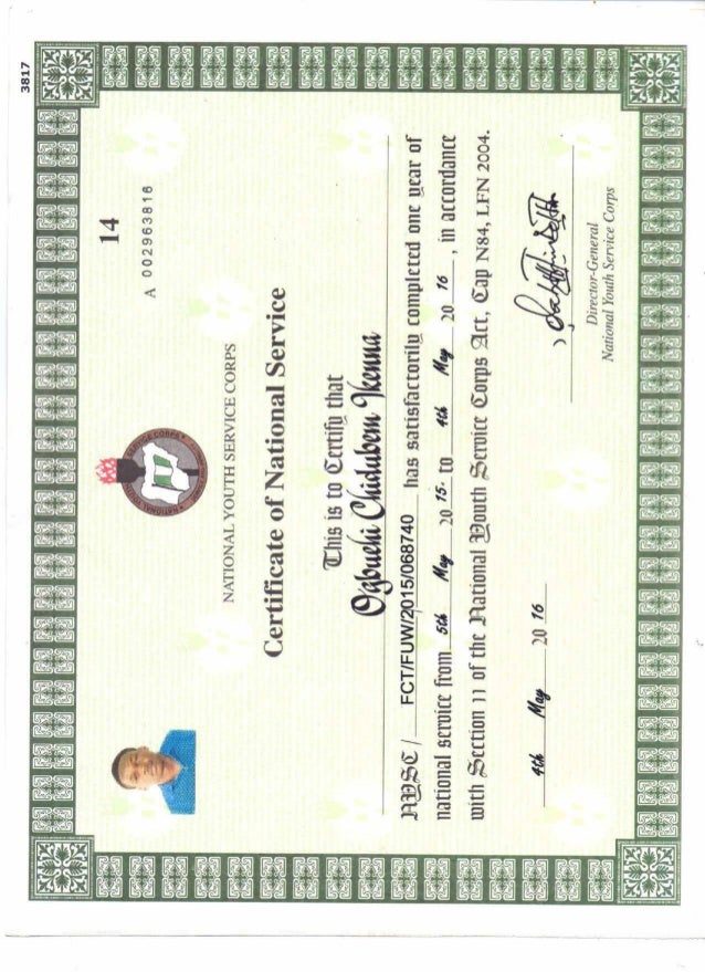 NYSC Certificate pdf NYSC Certificate pdf