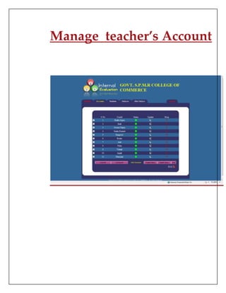 Manage teacher’s Account
 