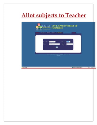 Allot subjects to Teacher
 