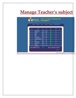 Manage Teacher’s subject
 