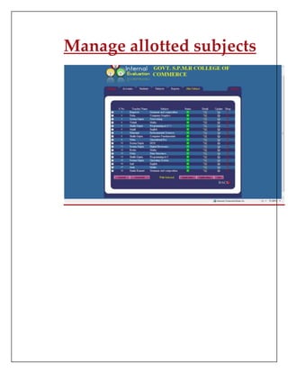 Manage allotted subjects
 